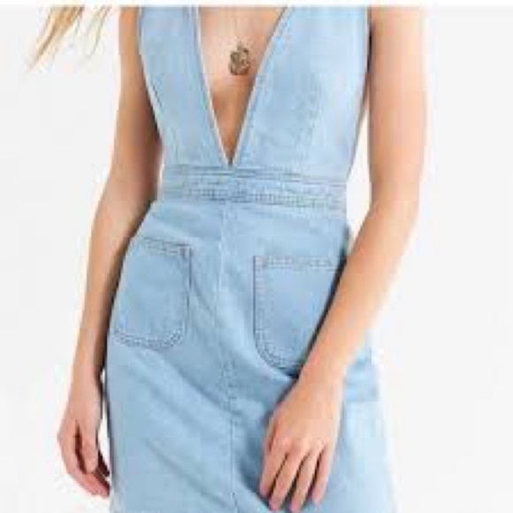 BDG Dresses & Skirts - Urban Outfitters BDG Denim Deep Plung V Neck Shortall Overall Dress Size 2